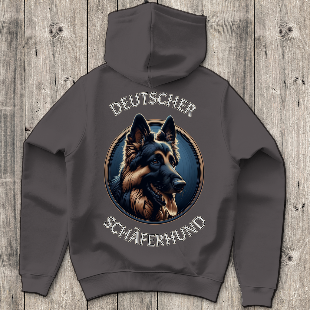 Herren Hoodie Rückendruck Deutscher Schäferhund Schriftzug mit Kopf