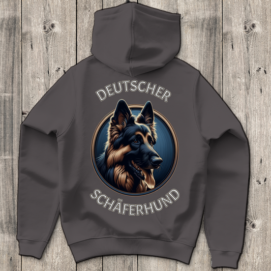 Herren Hoodie Rückendruck Deutscher Schäferhund Schriftzug mit Kopf