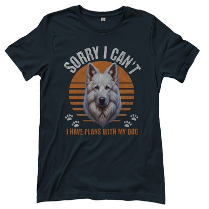 Damen T-Shirt Weißer Schäferhund "Sorry, I can't"