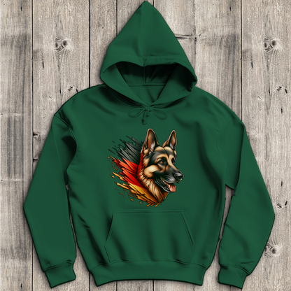 Herren Hoodie Deutscher Schäferhund mit Schwarz-Rot-Gold Flagge