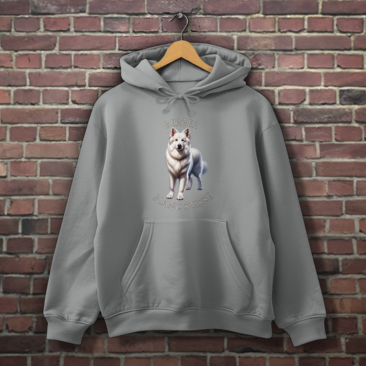 Herren Hoodie Berger Blanc Suisse, Weißer Schäferhund