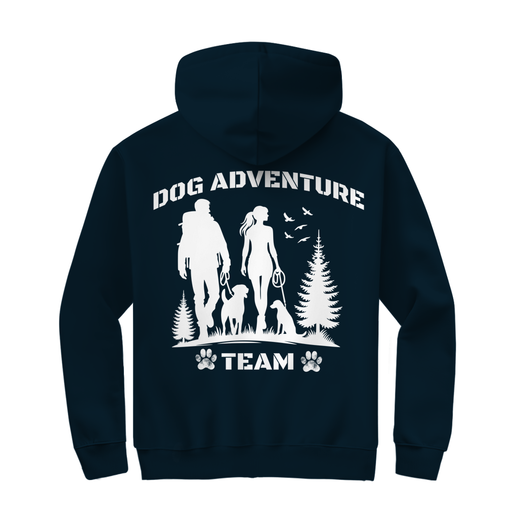 Kapuzenjacke Dog Adventure Team mit Rückendruck