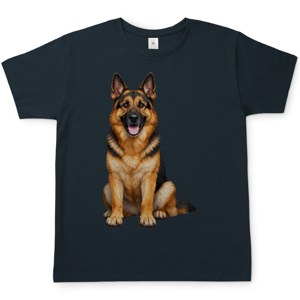 Deutscher Schäferhund als realistisches Motiv auf T-Shirt ohne Text