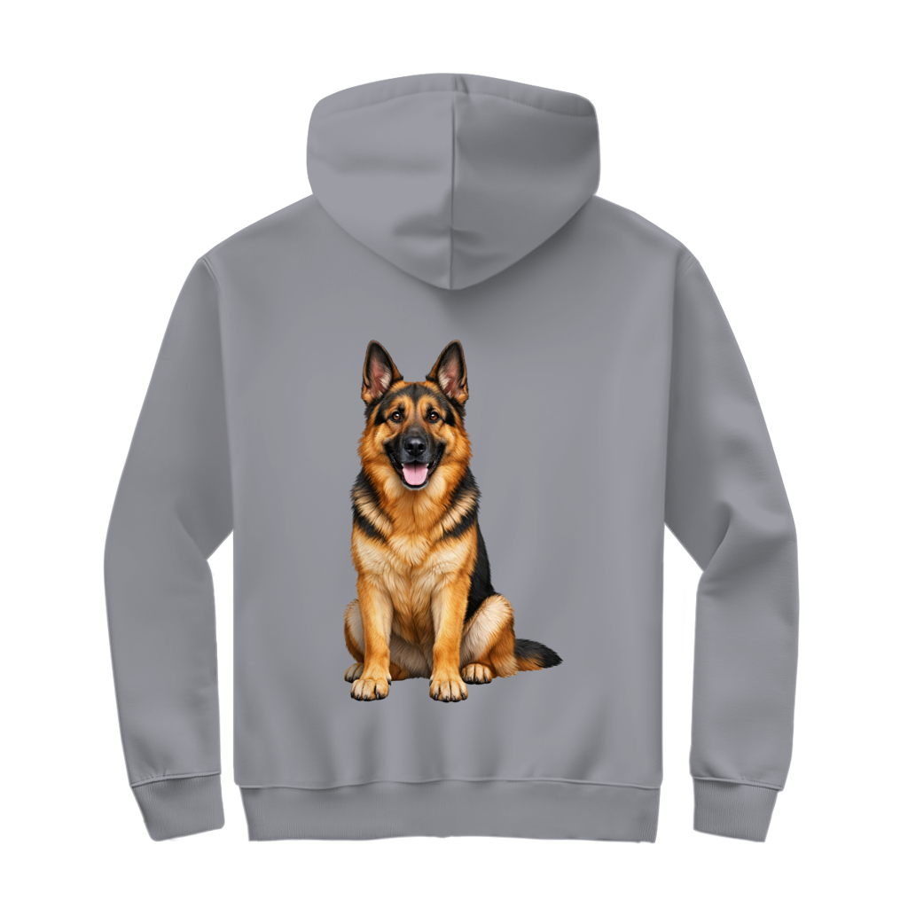 Kapuzenjacke, Deutscher Schäferhund – Rückendruck. Eigenes Foto und Text möglich.