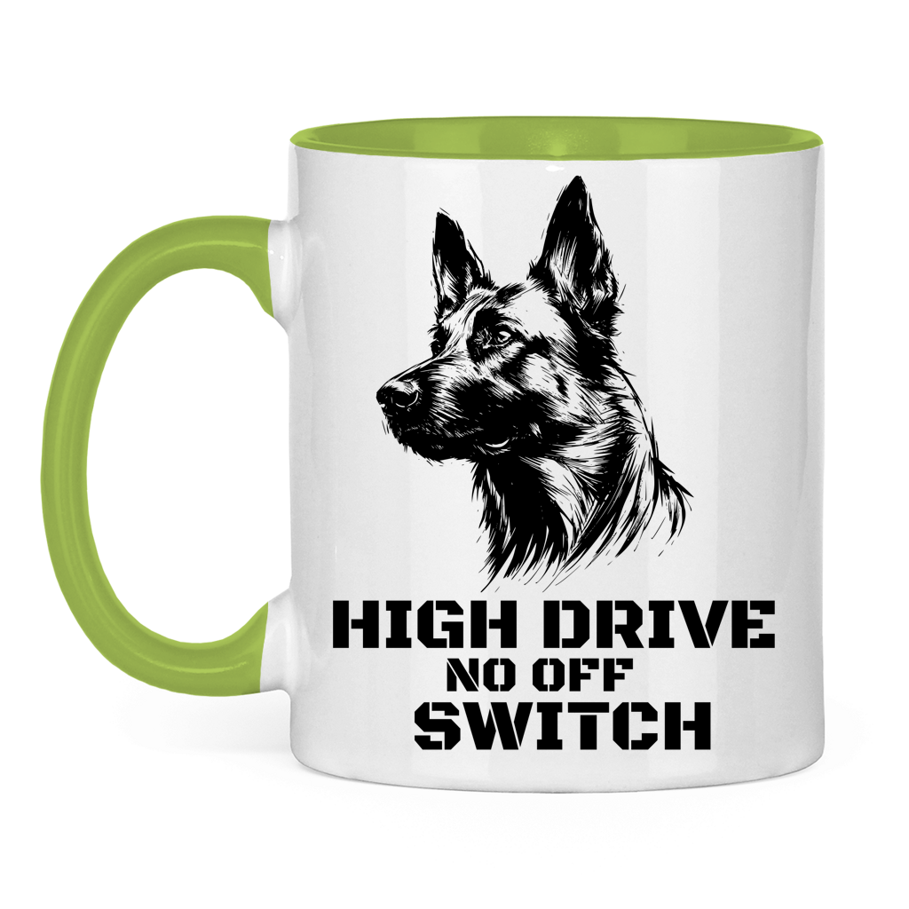 Tasse mit Malinoiskopf und Hundgerecht365 Logo - Light Green