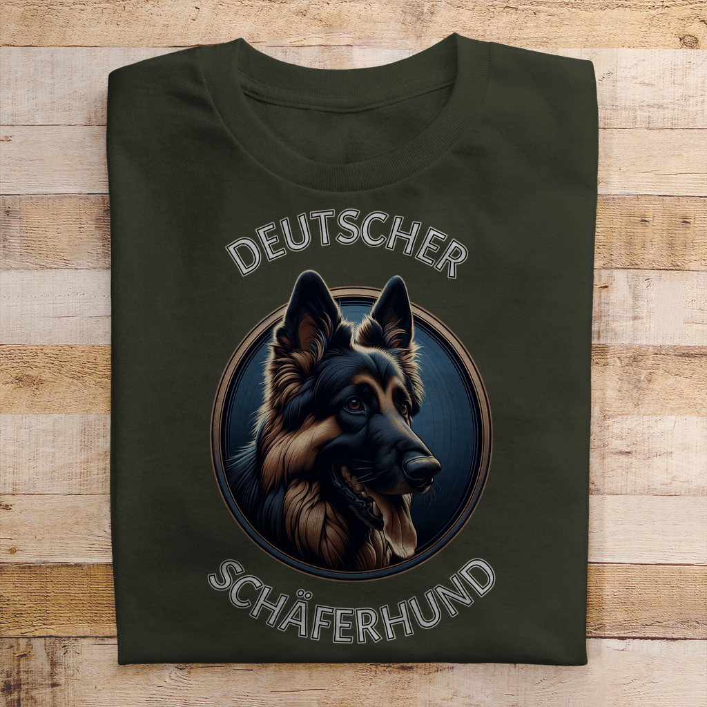 Herren T-Shirt Deutscher Schäferhund Schriftzug mit Kopf