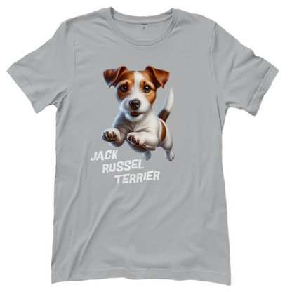 Damen T-Shirt Springender Jack Russel Terrier