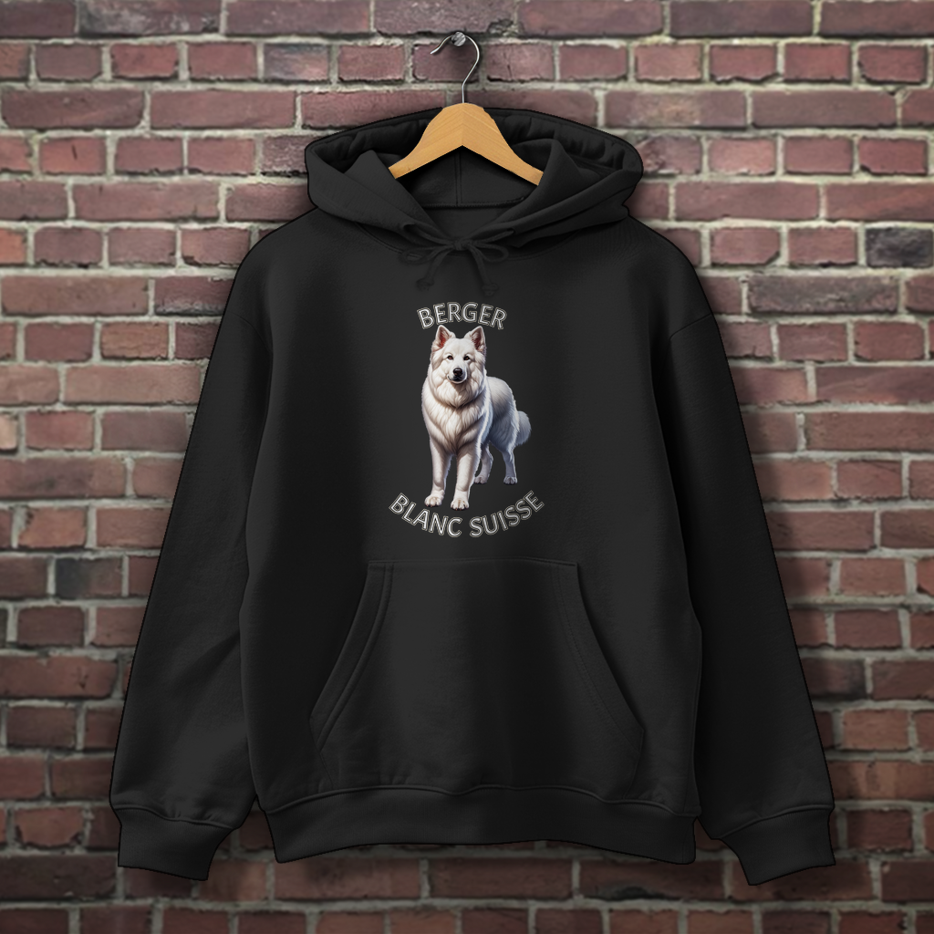 Herren Hoodie Berger Blanc Suisse, Weißer Schäferhund