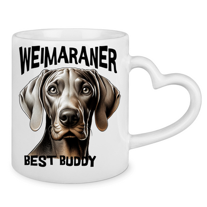 Weimaraner Kopf - Tasse mit Herzhenkel