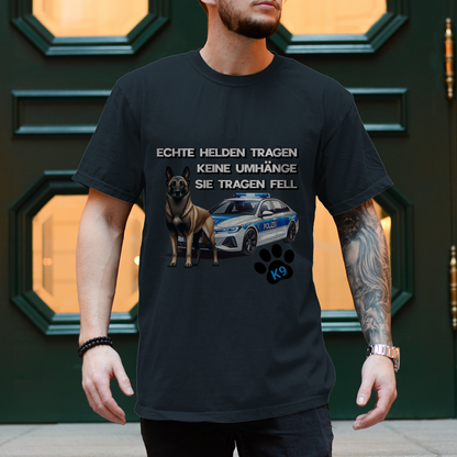 Echte Helden tragen Fell – K9 Malinois Polizeihund Herren T-Shirt