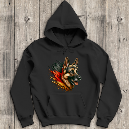 Herren Hoodie Deutscher Schäferhund mit Schwarz-Rot-Gold Flagge