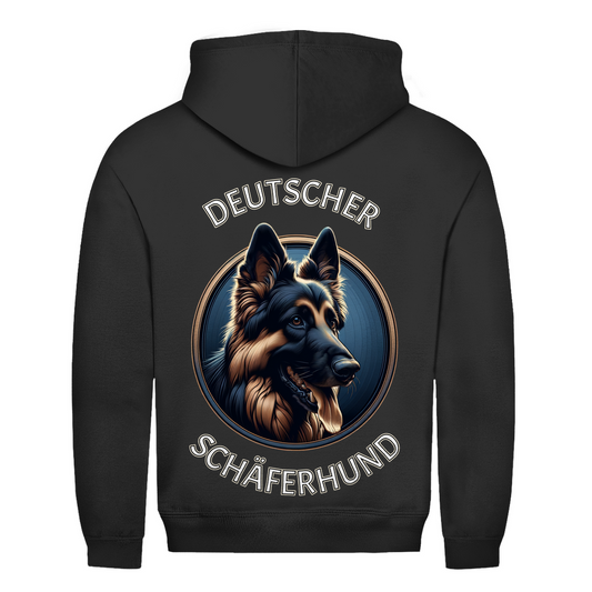 Herren Hoodie Rückendruck Deutscher Schäferhund Schriftzug mit Kopf