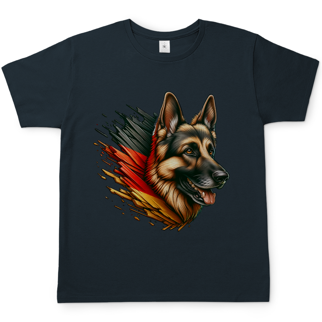 Herren T-Shirt Deutscher Schäferhund mit Deutschland Flagge