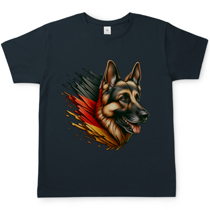Herren T-Shirt Deutscher Schäferhund mit Deutschland Flagge