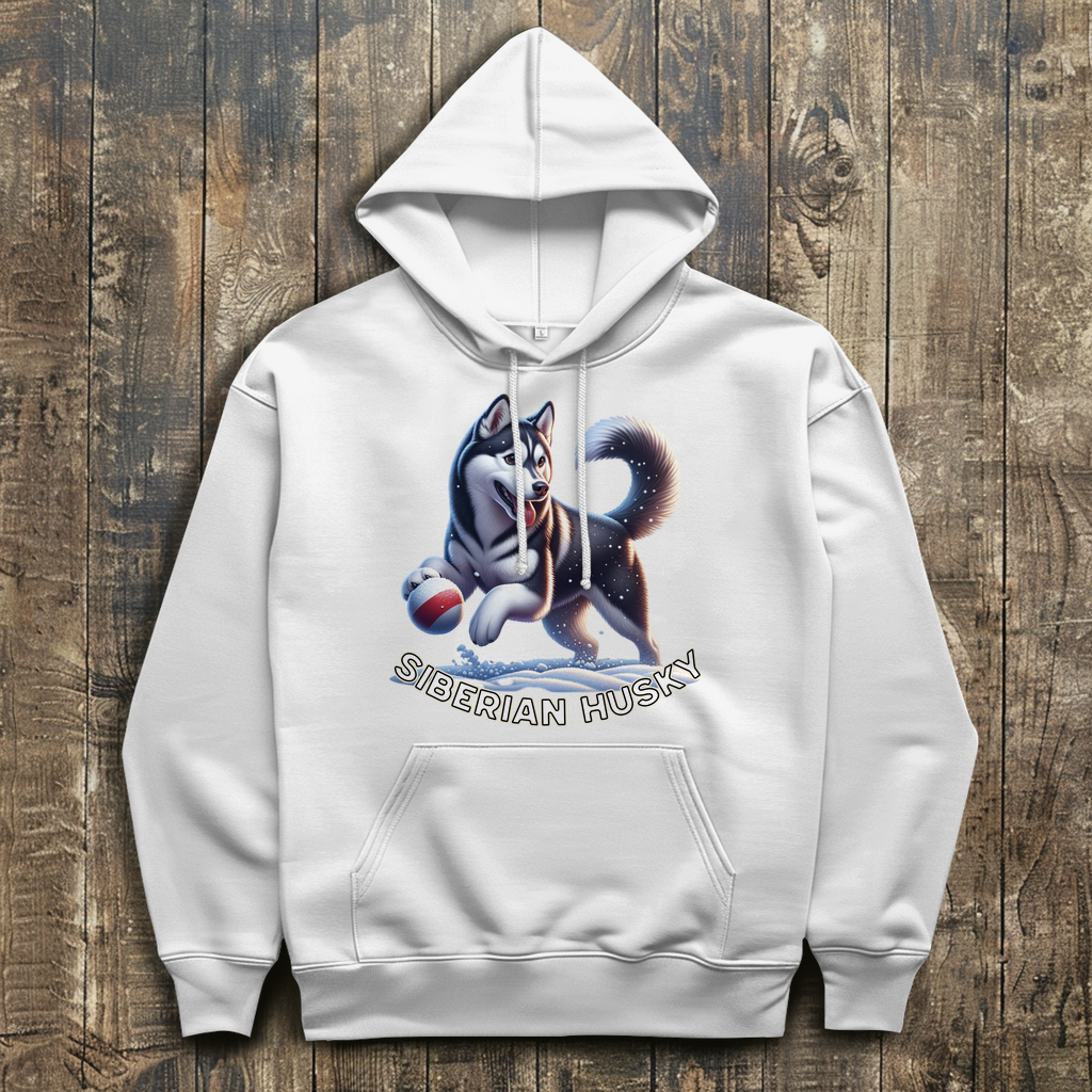 Herren Hoodie Husky spielt im Schnee