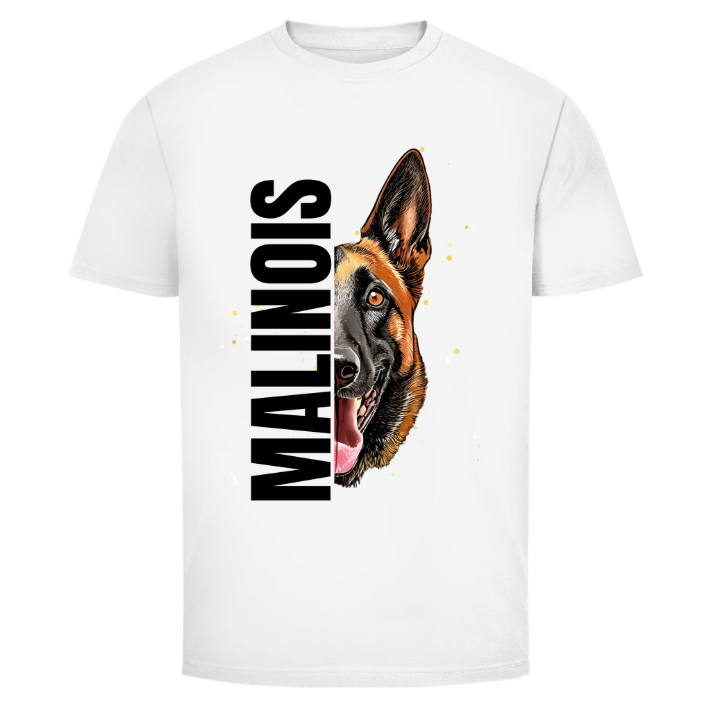 Herren T-Shirt Malinois Schriftzug und Kopf