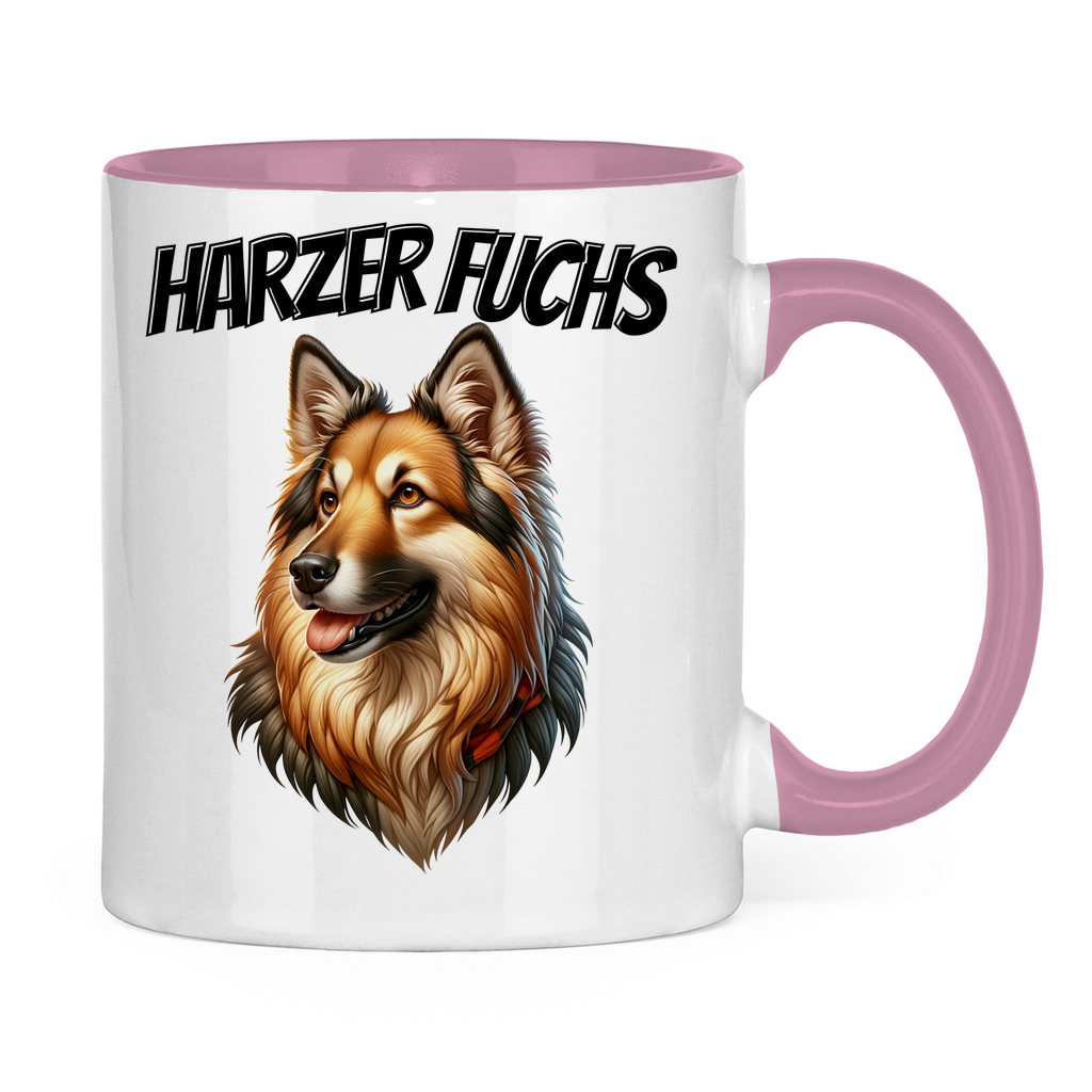 Tasse zweifarbig Harzer Fuchs Schriftzug und Kopf