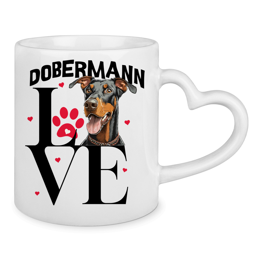 Tasse mit Herzhenkel Dobermann Love