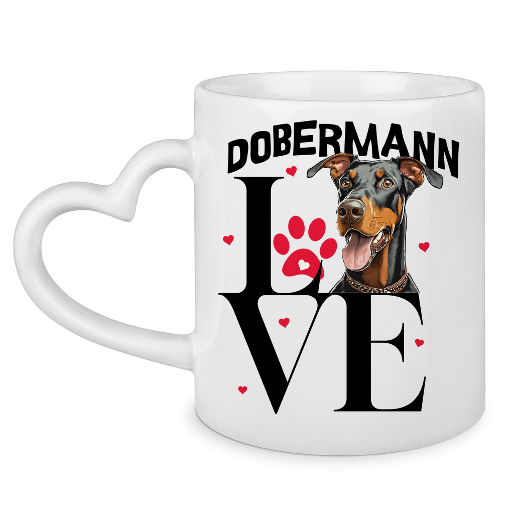 Tasse mit Herzhenkel Dobermann Love