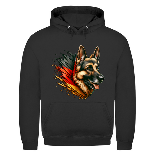 Herren Hoodie Deutscher Schäferhund mit Schwarz-Rot-Gold Flagge