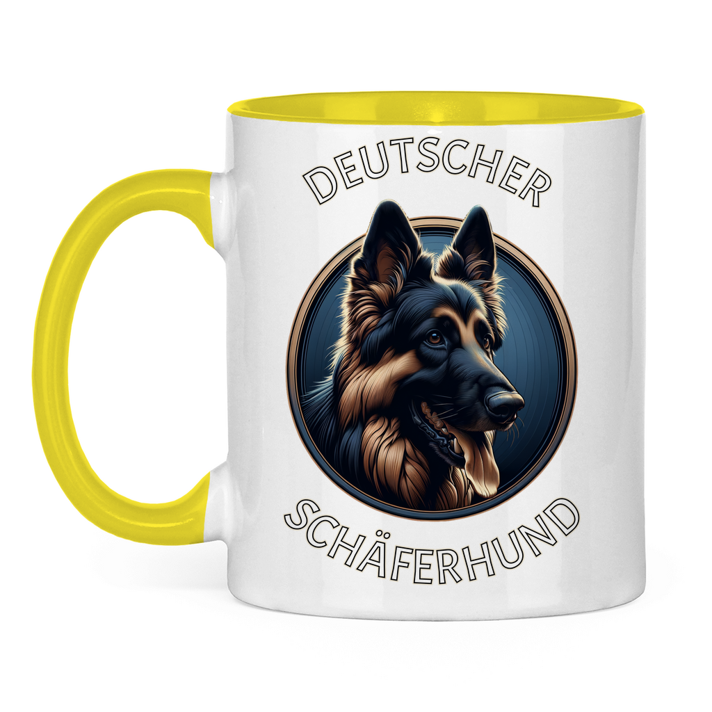 Tasse zweifarbig Deutscher Schäferhund Schriftzug mit Kopf