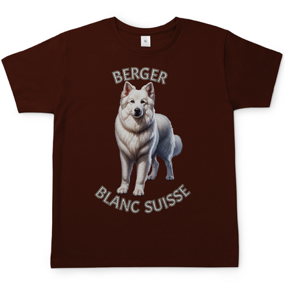 Herren T-Shirt Berger Blanc Suisse, Weißer Schäferhund