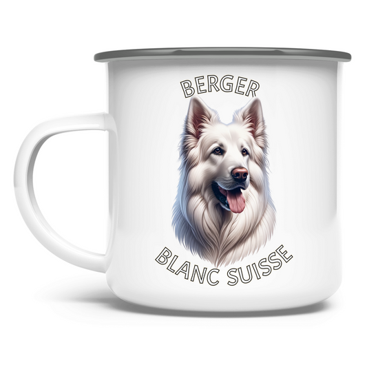 Emaille Tasse Weißer Schäferhund