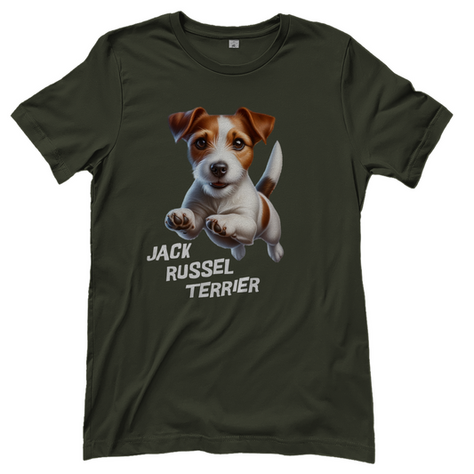 Damen T-Shirt Springender Jack Russel Terrier