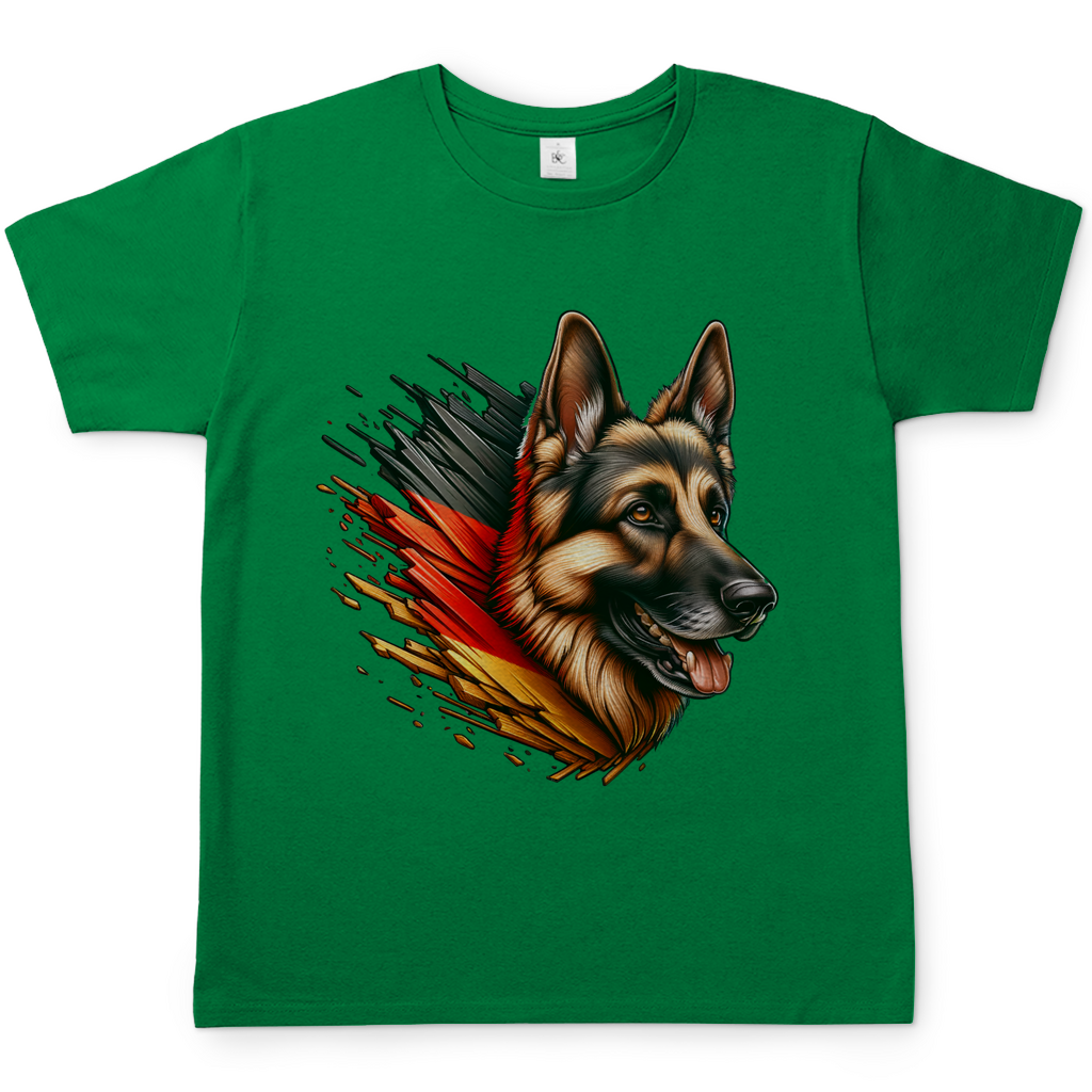 Herren T-Shirt Deutscher Schäferhund mit Deutschland Flagge