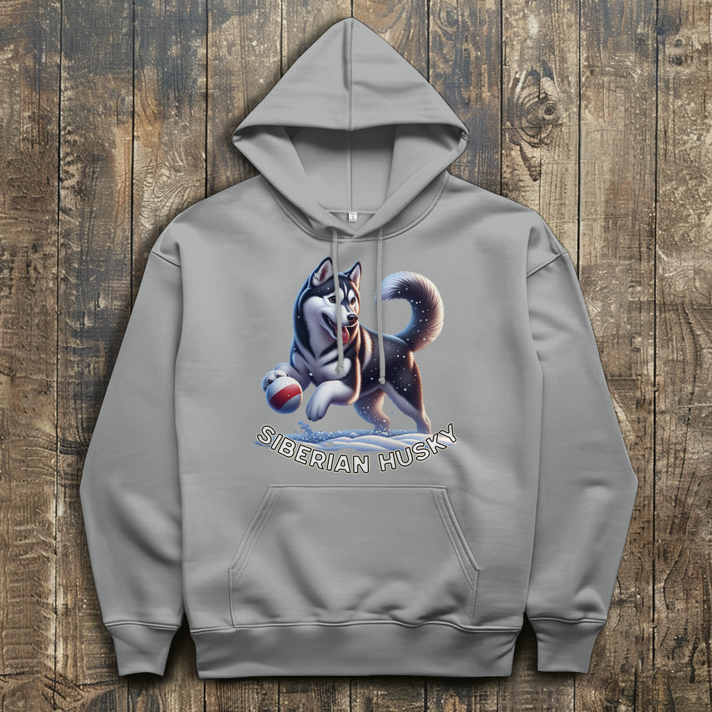 Herren Hoodie Husky spielt im Schnee