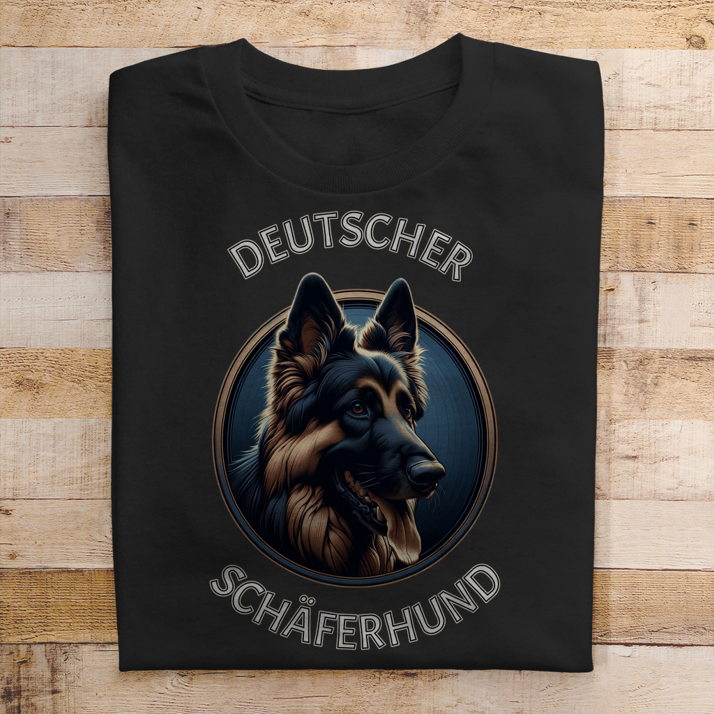 Herren T-Shirt Deutscher Schäferhund Schriftzug mit Kopf