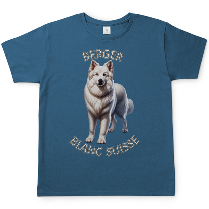 Herren T-Shirt Berger Blanc Suisse, Weißer Schäferhund