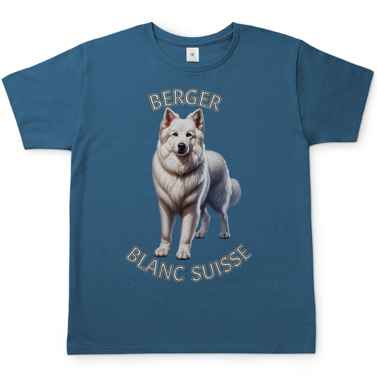 Herren T-Shirt Berger Blanc Suisse, Weißer Schäferhund