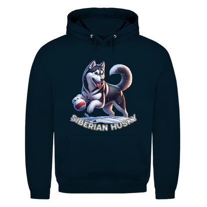 Herren Hoodie Husky spielt im Schnee