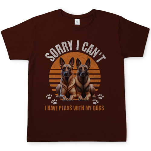 T-Shirt mit zwei Belgischen Schäferhunden und Beschriftung in der Farbe Brown.