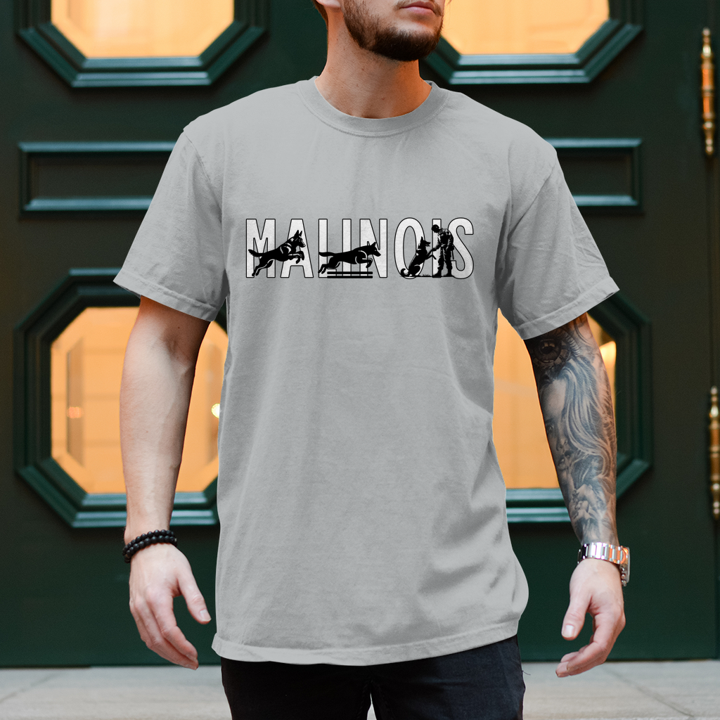 Herren T-Shirt Malinois Schriftzug mit aktiven Mali Motiven