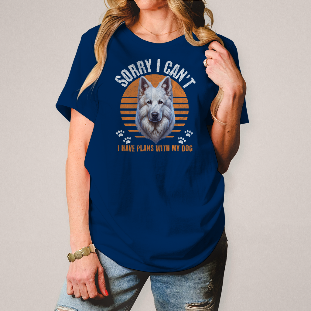 Damen T-Shirt Weißer Schäferhund "Sorry, I can't"