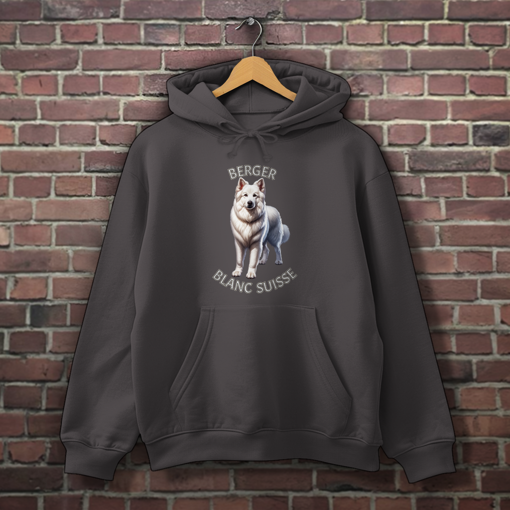 Herren Hoodie Berger Blanc Suisse, Weißer Schäferhund