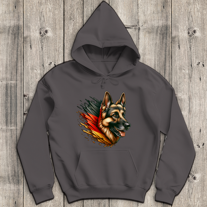 Herren Hoodie Deutscher Schäferhund mit Schwarz-Rot-Gold Flagge
