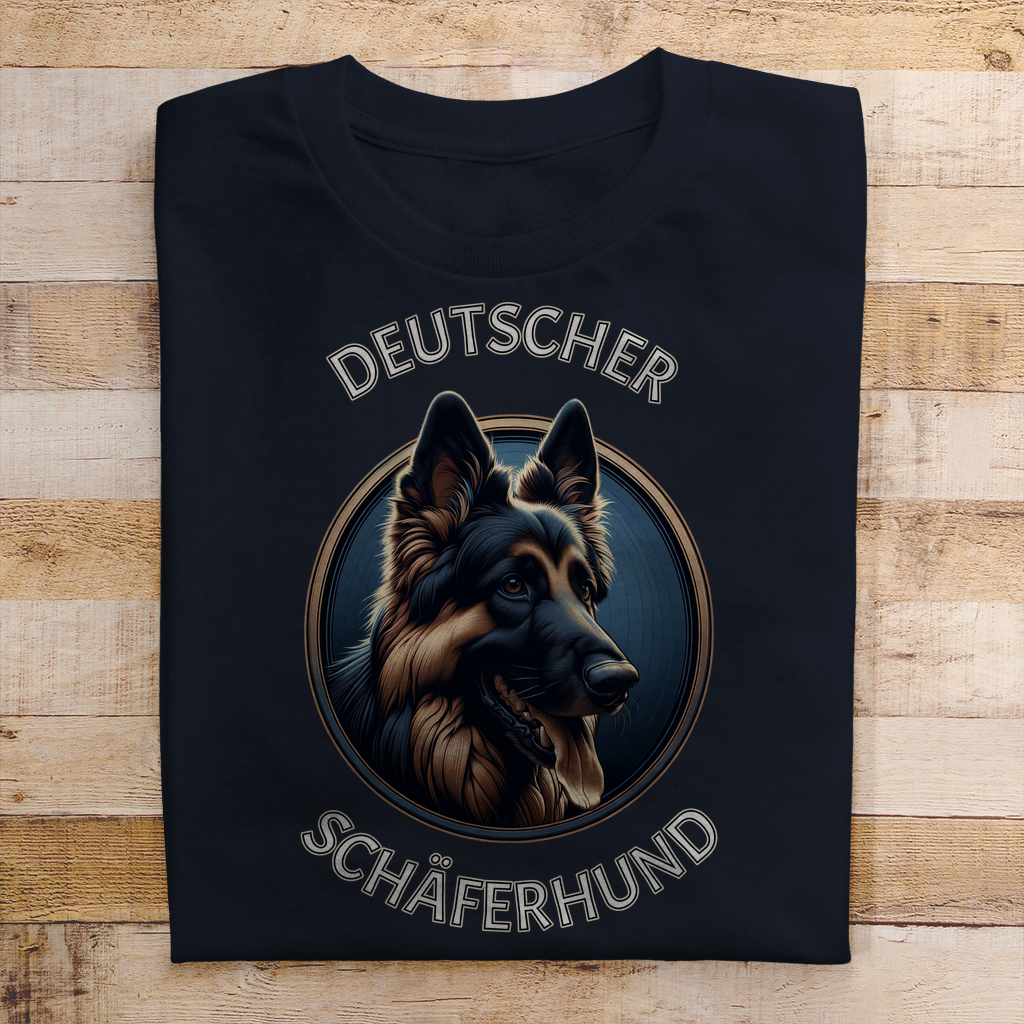 Herren T-Shirt Deutscher Schäferhund Schriftzug mit Kopf