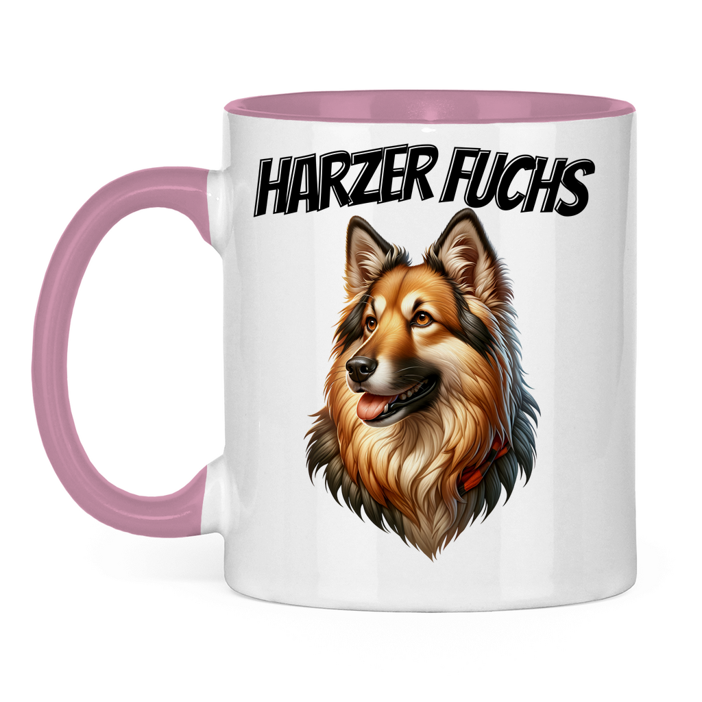 Tasse zweifarbig Harzer Fuchs Schriftzug und Kopf