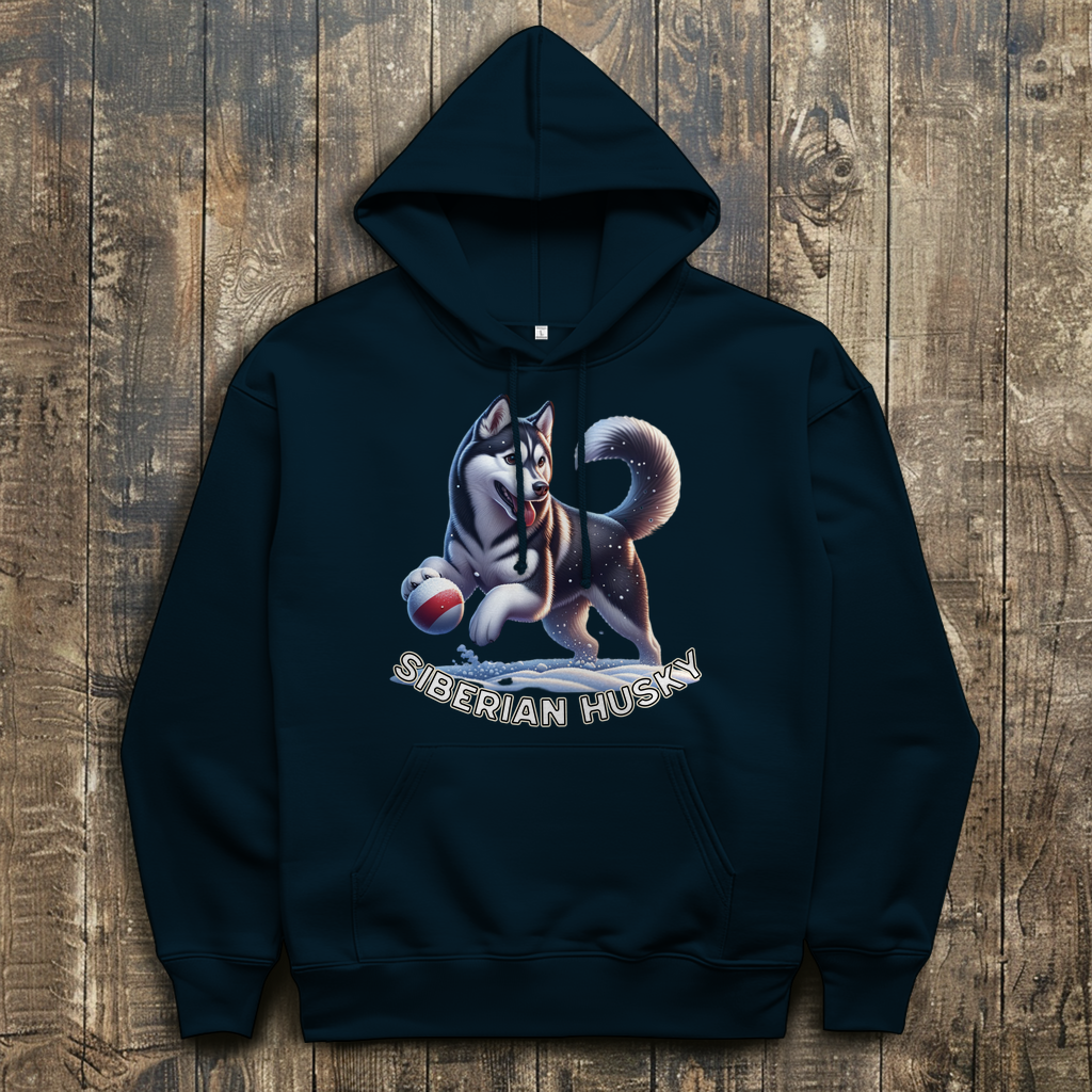 Herren Hoodie Husky spielt im Schnee