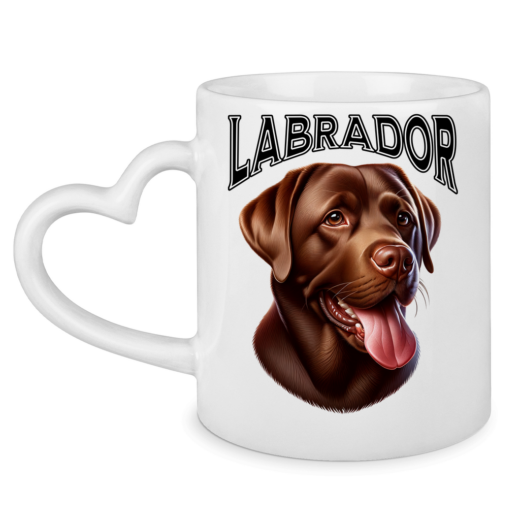 Tasse mit Herzhenkel Labrador Schoko