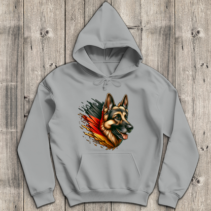 Herren Hoodie Deutscher Schäferhund mit Schwarz-Rot-Gold Flagge