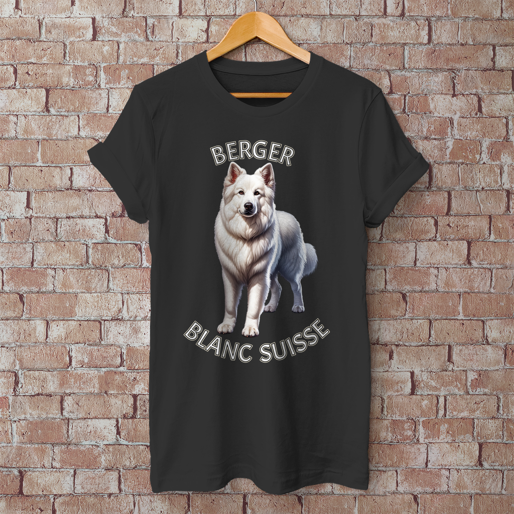 Herren T-Shirt Berger Blanc Suisse, Weißer Schäferhund