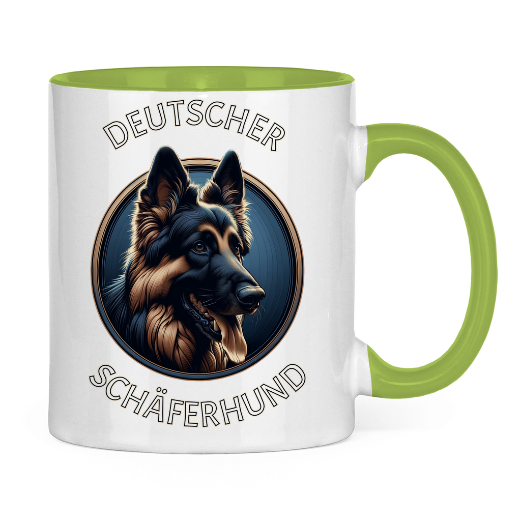 Tasse zweifarbig Deutscher Schäferhund Schriftzug mit Kopf