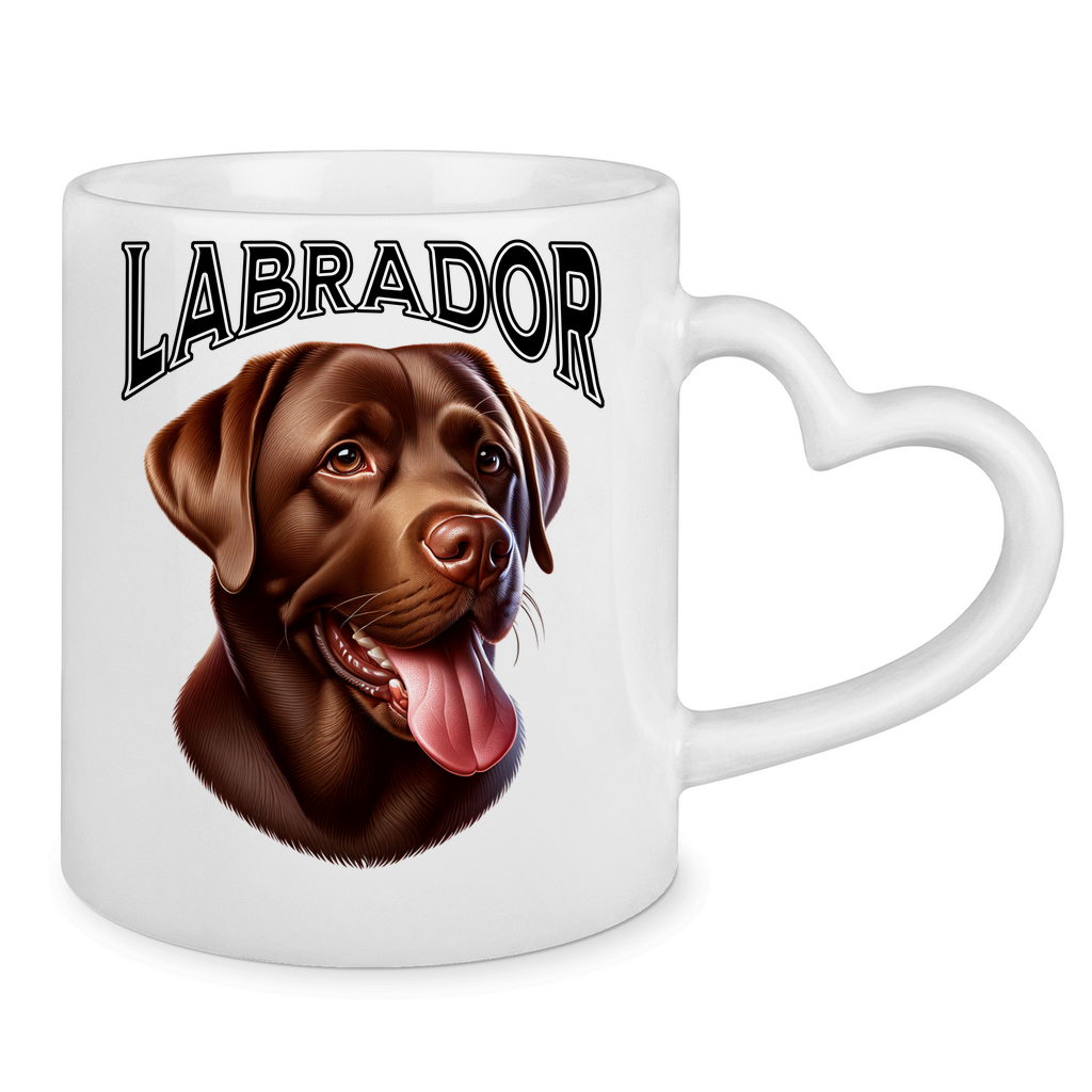 Tasse mit Herzhenkel Labrador Schoko