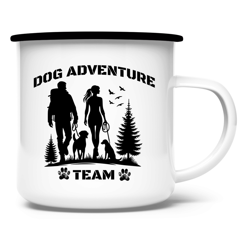 Emaille Tasse Dog Adventure Team