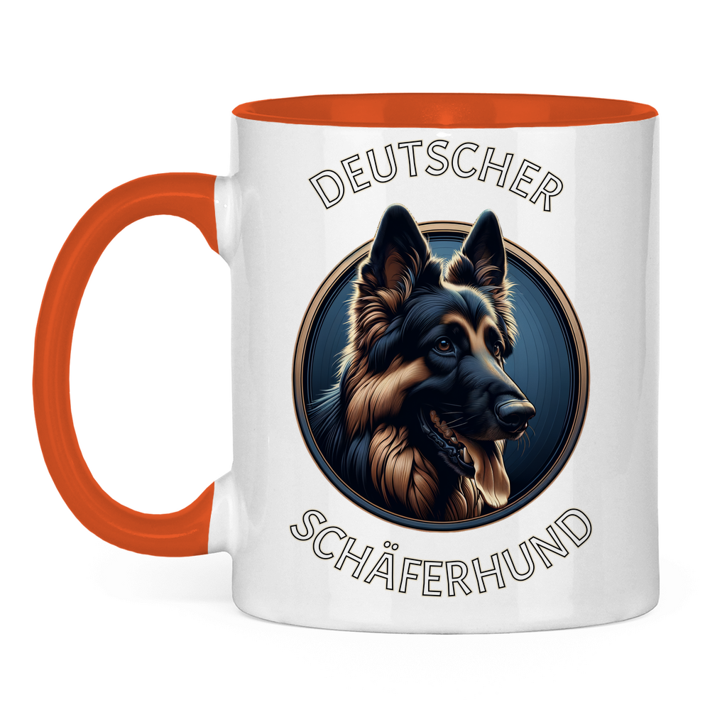 Tasse zweifarbig Deutscher Schäferhund Schriftzug mit Kopf