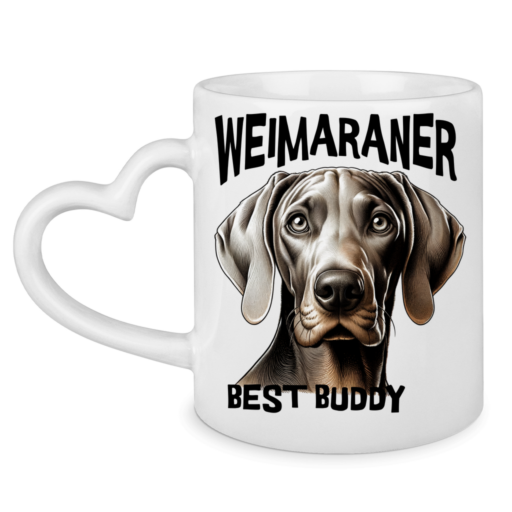 Weimaraner Kopf - Tasse mit Herzhenkel